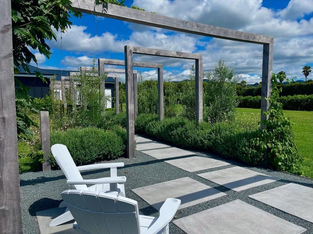 Pergola and seating area