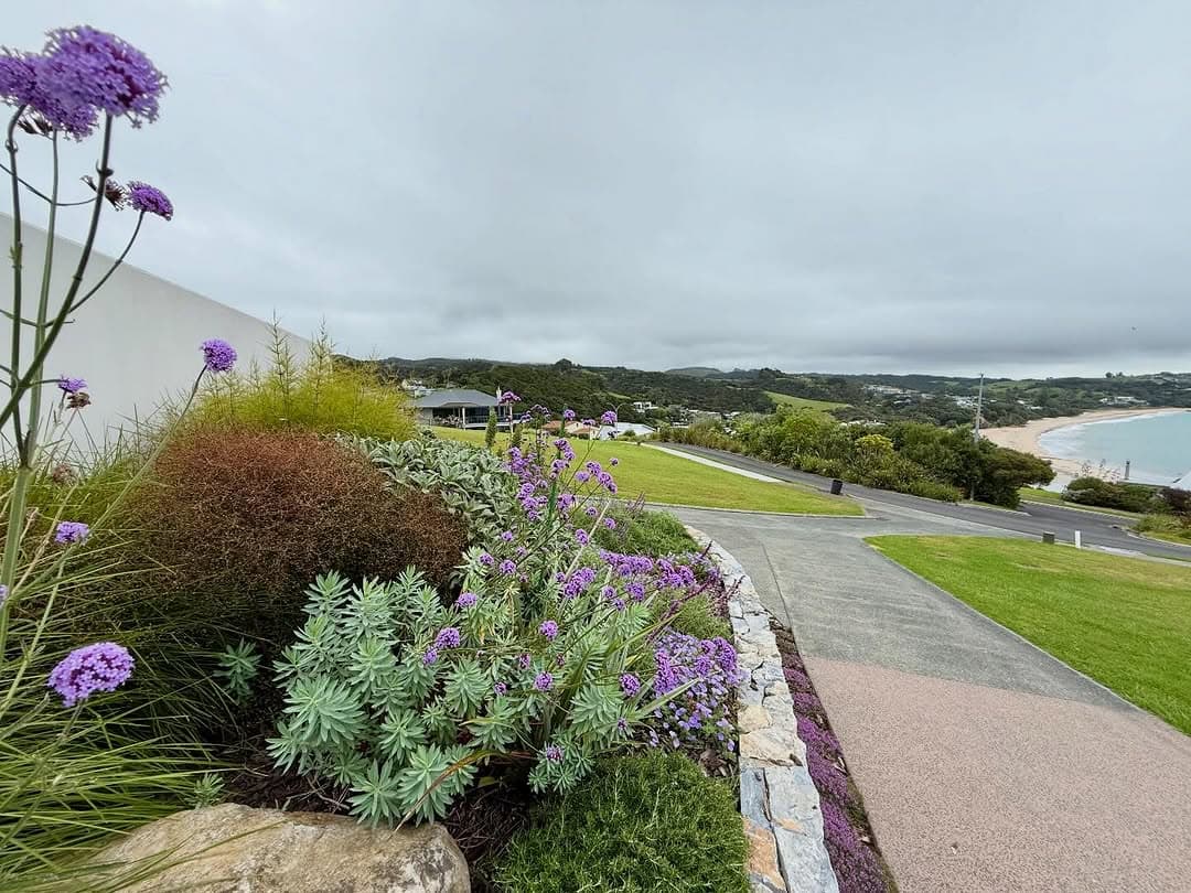 Coastal garden with flowers