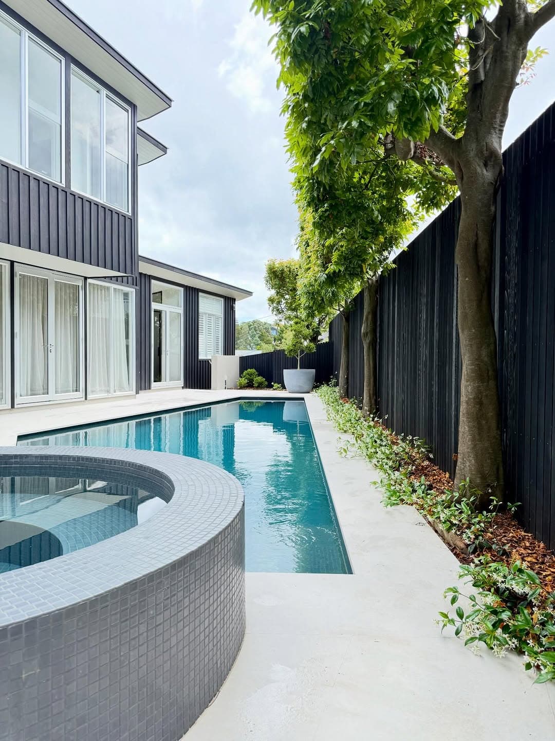 Contemporary pool and spa landscaping