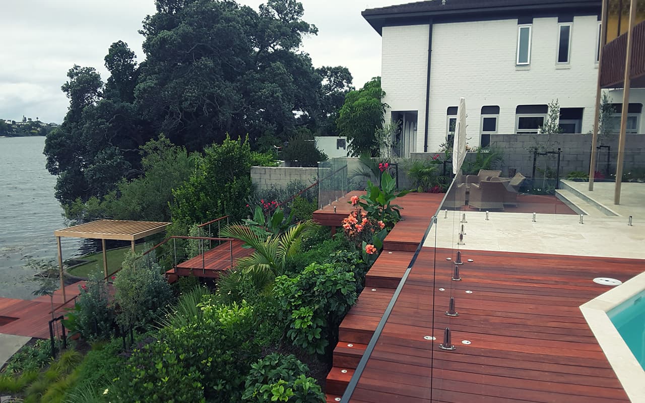 Steps and pool area